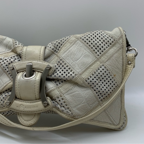 B.Mackowsky Light Gray Leather Perforated Large Clutch Handbag - Picture 4 of 16